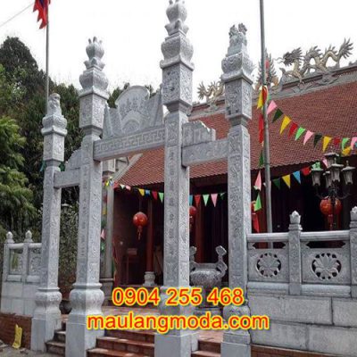 Mẫu cổng tam quan đền chùa đẹp bằng đá tự nhiên CD2