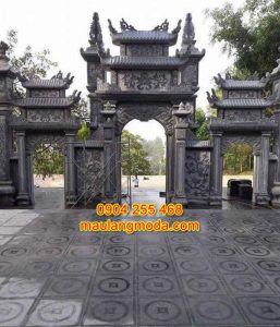 Mẫu cổng tam quan đền chùa đẹp bằng đá tự nhiên CD3