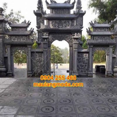 Mẫu cổng tam quan đền chùa đẹp bằng đá tự nhiên CD3