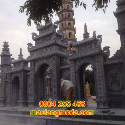 Mẫu cổng tam quan đẹp đền chùa bằng đá tự nhiên CD5