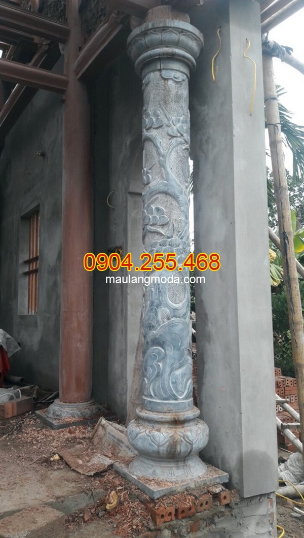 Cột nhà gỗ bằng đá xanh tự nhiên chế tác tại Đá mỹ nghệ Hà An