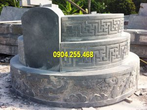 Mẫu mộ đá tròn tam cấp kết hợp bia đá