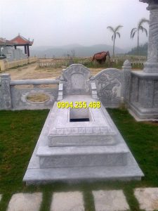 Mẫu mộ đá tam cấp hình chữ nhật hường thấy
