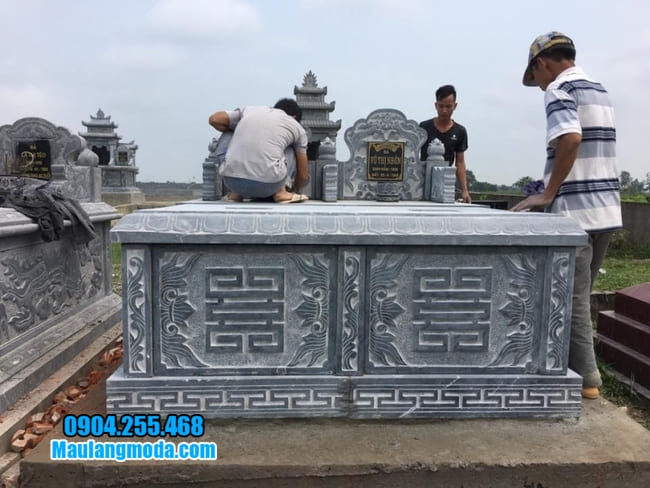 mẫu mộ đá đôi đẹp tại Bắc Ninh