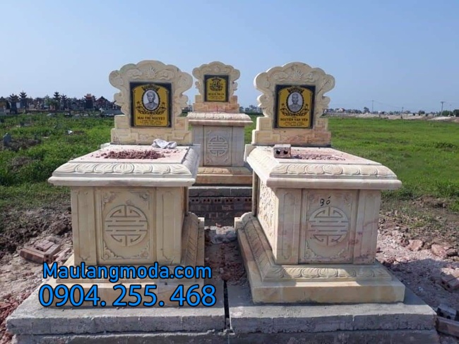 mộ đôi bằng đá vàng đẹp tại Ninh Thuận