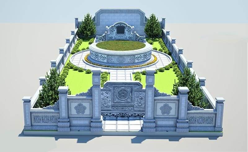 Bản vẽ khu lăng mộ tròn 3D